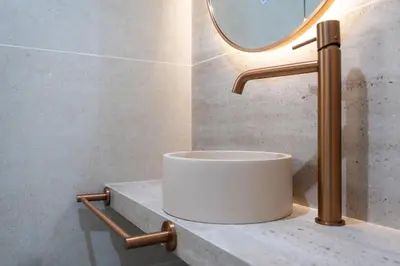 a bathroom with a sink and a mirror on a counter at Magnifique appartement dans le carré d'or à Cannes in Cannes