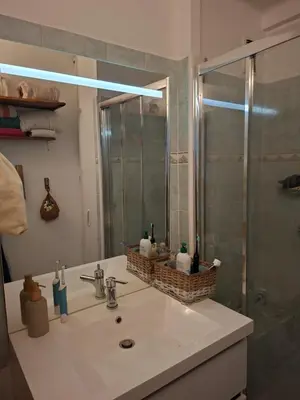 a bathroom with a sink and a shower at Location saisonnière T3 Cannes in Cannes
