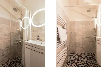 a bathroom with a sink and a mirror at Immogroom - 1 Bedroom - City Center - AC in Cannes