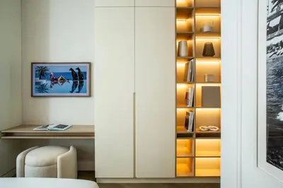 a home office with a desk and a chair at 106 ANTIBES - Luxurious 4-bedroom apartment Rue d'Antibes in Cannes