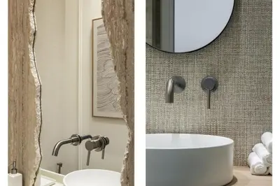two pictures of a bathroom with a tub and a mirror at 106 ANTIBES - Luxurious 4-bedroom apartment Rue d'Antibes in Cannes