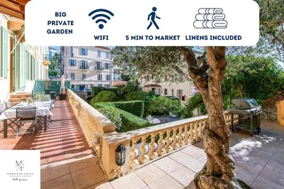 a magazine advert for a house with a tree at Private Garden 3-Bed in Cannes in Cannes