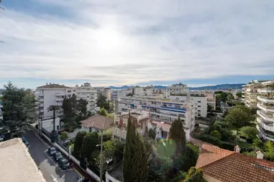 an aerial view of a city with buildings at Studio in a Prestigious Residence Close to the City Centre in Cannes