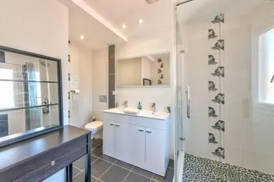 a bathroom with a shower and a sink and a toilet at DUPLEX 2 chambres -TERRASSE Vue MER-FELIX FAURE A2B024 in Cannes