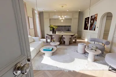 a living room with a couch and a table at Modern AC apartment - 2BDR 4P - Cannes Beach in Cannes