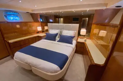 a large bed in the back of a boat at Yacht FALCON FIVE in Cannes