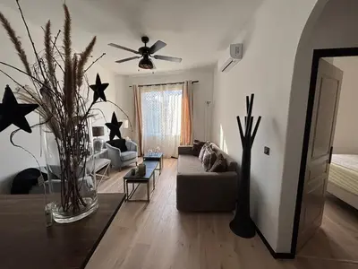 a glass vase with a star on a table at Luxury, newly renovated, 2-room apartment, Banana in Cannes