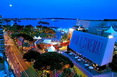 an aerial view of a city at night at Coeur de Cannes - 2 pièces moderne in Cannes