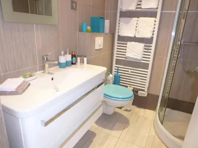 a bathroom with a sink and a toilet and a shower at Palais Rouaze in Cannes