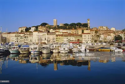 a group of boats docked in a harbor with a city at Cannes design vue mer in Cannes