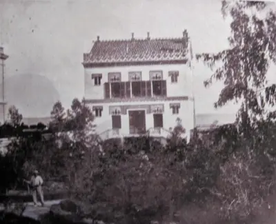 an old black and white photo of a building at Villa Belle Rive in Cannes