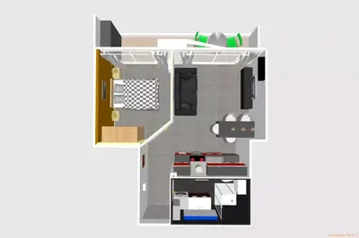 a floor plan of a house with a fire truck at Close Palais - Calm - Brand New in Cannes