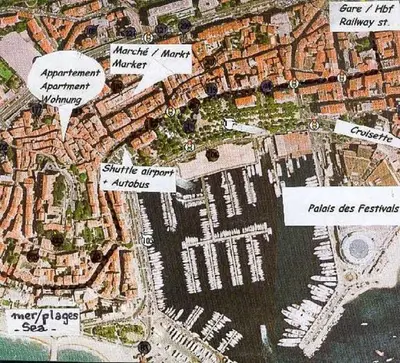 a map of a city with buildings on it at Suquet26 in Cannes