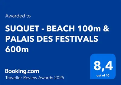 a blue screen with the words await beach and palmas des festivals at SUQUET - BEACH 100m & PALAIS DES FESTIVALS 600m in Cannes