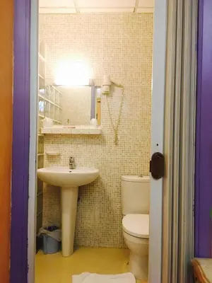 a bathroom with a sink and a toilet at Boutique Hotel Couleurs Suds in Cannes