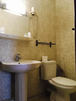 a bathroom with a sink and a toilet at Boutique Hotel Couleurs Suds in Cannes