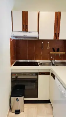 a kitchen with a stove and a sink at Résidence Gray d'Albion Studio ROU503 in Cannes