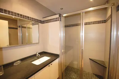 a bathroom with a sink and a shower at Résidence Gray d'Albion 2P NAP558 in Cannes