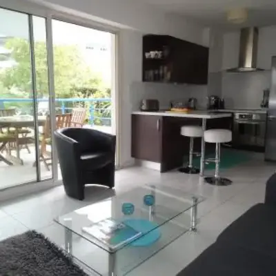 Modern one bedroomed apartment just off the Cannes Seafront with a terrace and pool access 1753