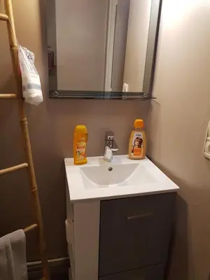 a bathroom with a sink and a mirror at Notre Dame in Cannes