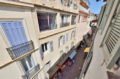 an overhead view of an alley between two buildings at Studio Elly in Cannes