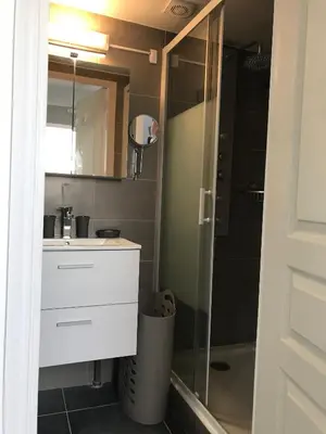 a bathroom with a sink and a shower at Cannes center in Cannes