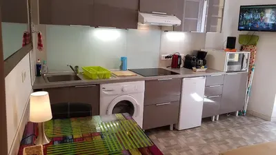 a small kitchen with a sink and a dishwasher at Forville in Cannes