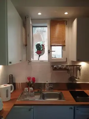 a kitchen with a sink and a window at Studio à 2 pas du Palais in Cannes