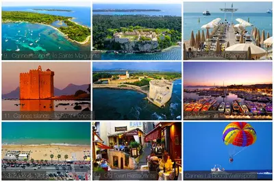 a collage of photos of different cities and buildings at 'Maison Blanche' in Cannes
