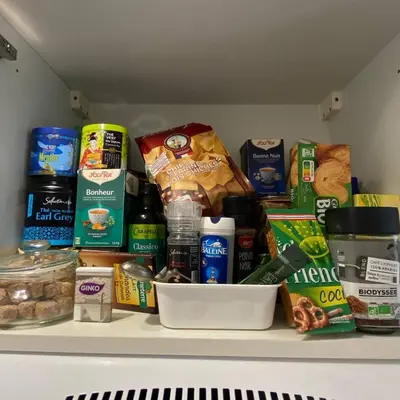 a shelf with a bunch of different food items at RIVIERA STUDIO CANNES CENTER in Cannes