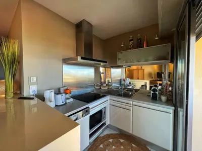 a kitchen with a stove and a sink at Les Roses by Welcome to Cannes in Cannes