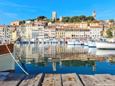 a group of boats docked in a harbor with buildings at Apartment Villa Schneider by Interhome in Cannes