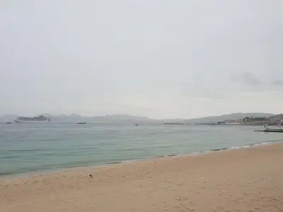 a view of a beach with the ocean at Parc Impérial in Cannes