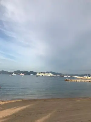a view of a beach with boats in the water at 2BDR Reine Astrid in Cannes