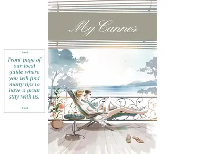 a woman sitting on a chair on a balcony with the ocean at Palais Miramar: 1 bed side sea view in Cannes