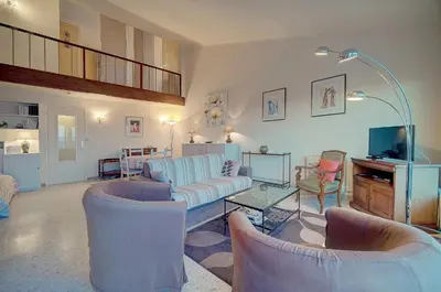 a living room with a couch and chairs at Superbe Duplex TERRASSE vue MER, FELIX FAURE- FORVILLE A1B059 in Cannes