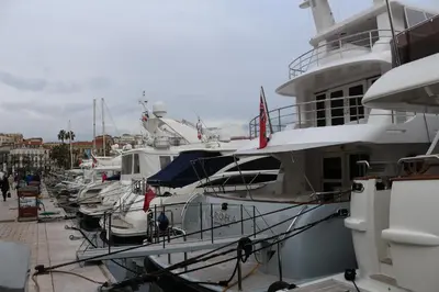a bunch of boats docked in a harbor at Appartement Palm d'Azur in Cannes