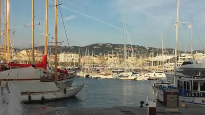 a bunch of boats docked in a harbor at Studios Alea in Cannes