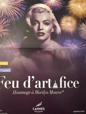 a poster of a woman with fireworks in the background at CANNES CENTRE 5 minutes de la mer in Cannes