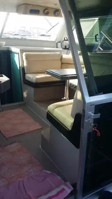 a view of the inside of a boat with a table at Ferretti 36 ' Bateau à Quai Vieux-Port Cannes Festival La Croisette in Cannes