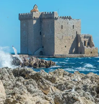 a castle on the rocks near the water at Studio Cosy centre Cannes in Cannes