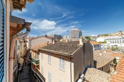 an overhead view of a city with buildings at Joli appartement à côté du Palais des Festivals in Cannes