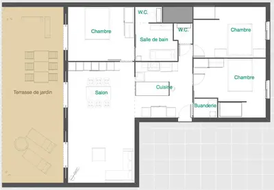 a floor plan of a house at PLAGE Ground floor apartment on seafront with large terrace in Cannes