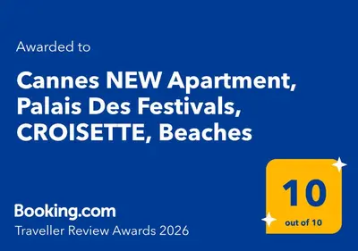a yellow box with the words games new appointment palinals des festivals crocodiles at Cannes NEW Apartment, Palais Des Festivals, CROISETTE, Beaches in Cannes
