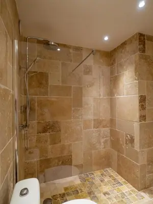 a bathroom with a shower and a toilet at Très jolie studio au pied du Suquet Cannes in Cannes