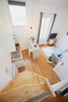 an overhead view of a room with a wooden floor at 6 Rue Coste Corail in Cannes