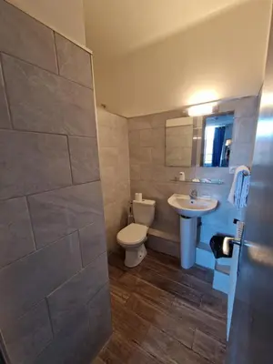 a bathroom with a toilet and a sink at Hôtel du Nord in Cannes