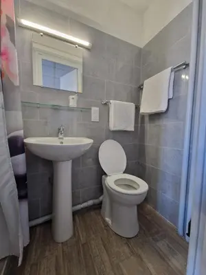 a bathroom with a toilet and a sink at Hôtel du Nord in Cannes