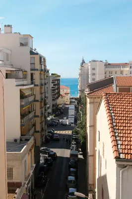 an aerial view of a city street with buildings at Eden Hotel & Spa in Cannes