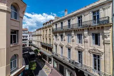 an overhead view of a city street with buildings at Scandinavian Urban 3 - 2BR apartment in Cannes center - close to the beach and Palais in Cannes
